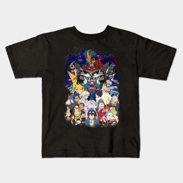 Gurren Lagann Characters Gurren Lagann Tengen Toppa Anime Manga Kids T-Shirt by CarolIrvine